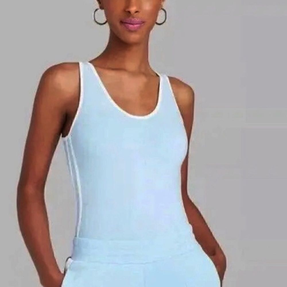 Wild Fable Blue White Athletic Stripe Bodysuit NWT Size XL